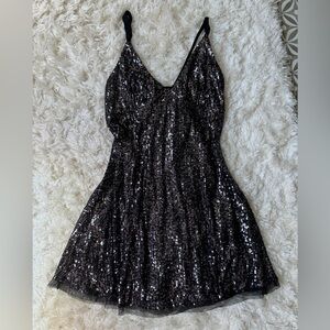 Free People sequin mini dress black NEW